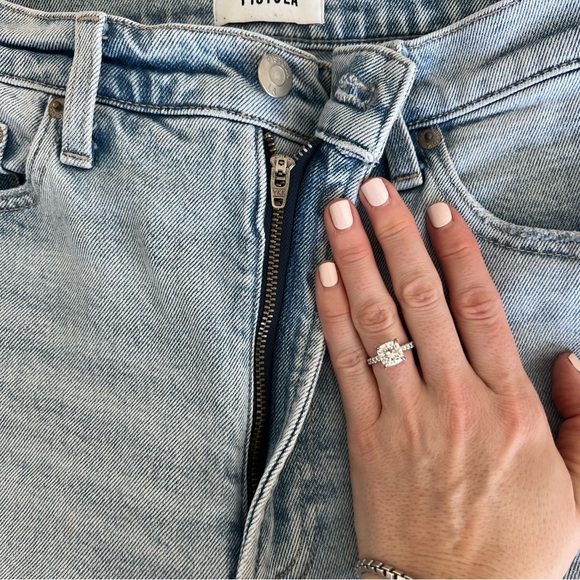 Pistola Lana raw hem high waisted cropped wide leg jeans light wash size 30 - Picture 9 of 12